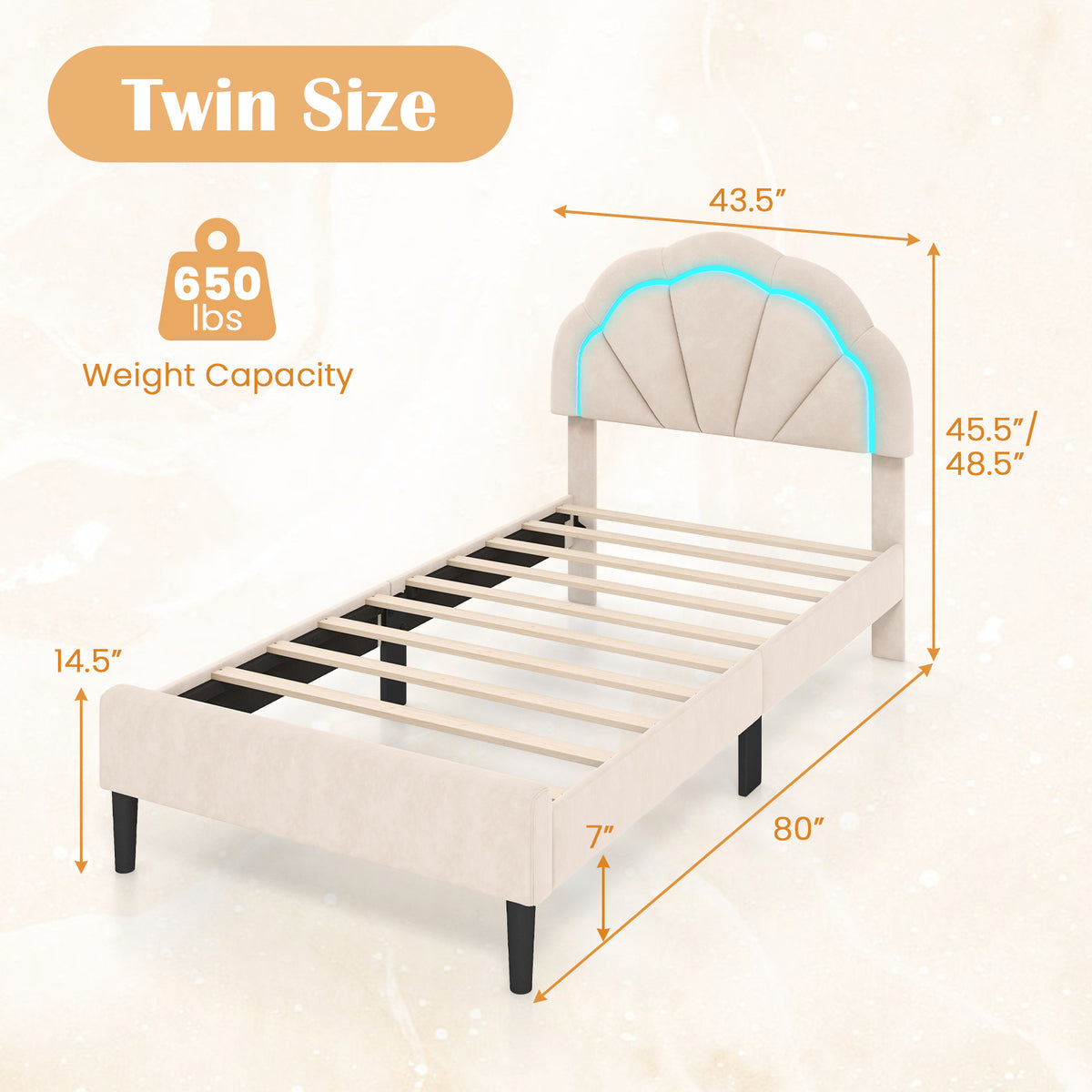 Upholstered LED Bed Frame, Adjustable Headboard, Twin Size Trundle Bed Frame at Gallery Canada