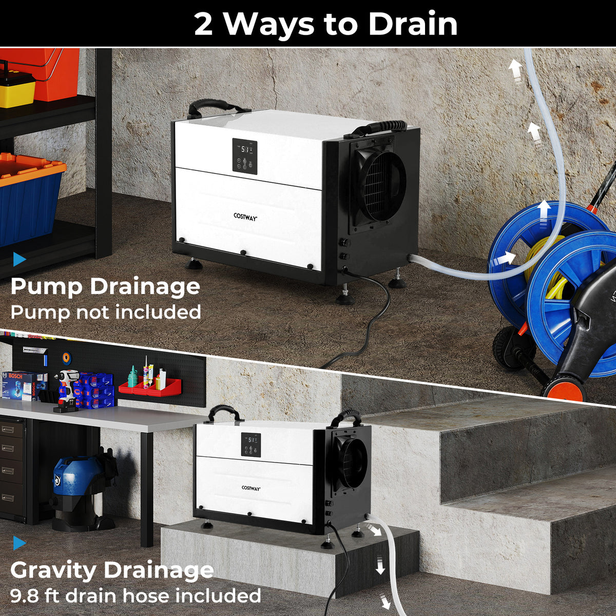 155 Pint Crawl Space Dehumidifier, 3 Modes, 24H Timer, White Dehumidifiers at Gallery Canada