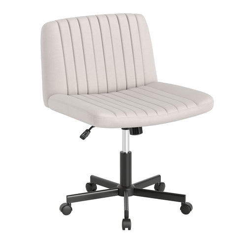 Criss Cross Swivel Chair With Wheels, Wide Padded Seat, Beige