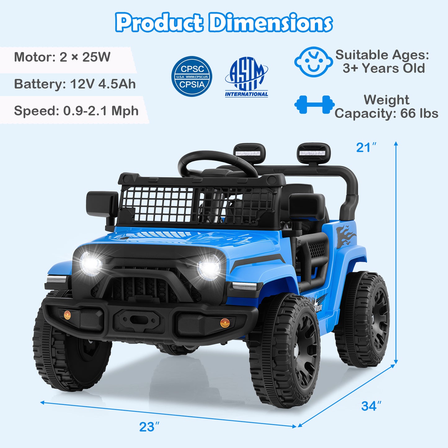 12V Kids Ride On Truck Car, Battery Powered Electric Vehicle, Navy Powered Ride On Toys at Gallery Canada