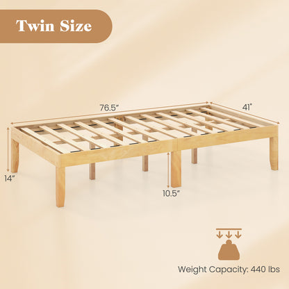 14 Inch Twin Wood Platform Bed Frame, Natural Simple Bed Frame at Gallery Canada