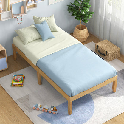 14 Inch Twin Wood Platform Bed Frame, Natural Simple Bed Frame at Gallery Canada