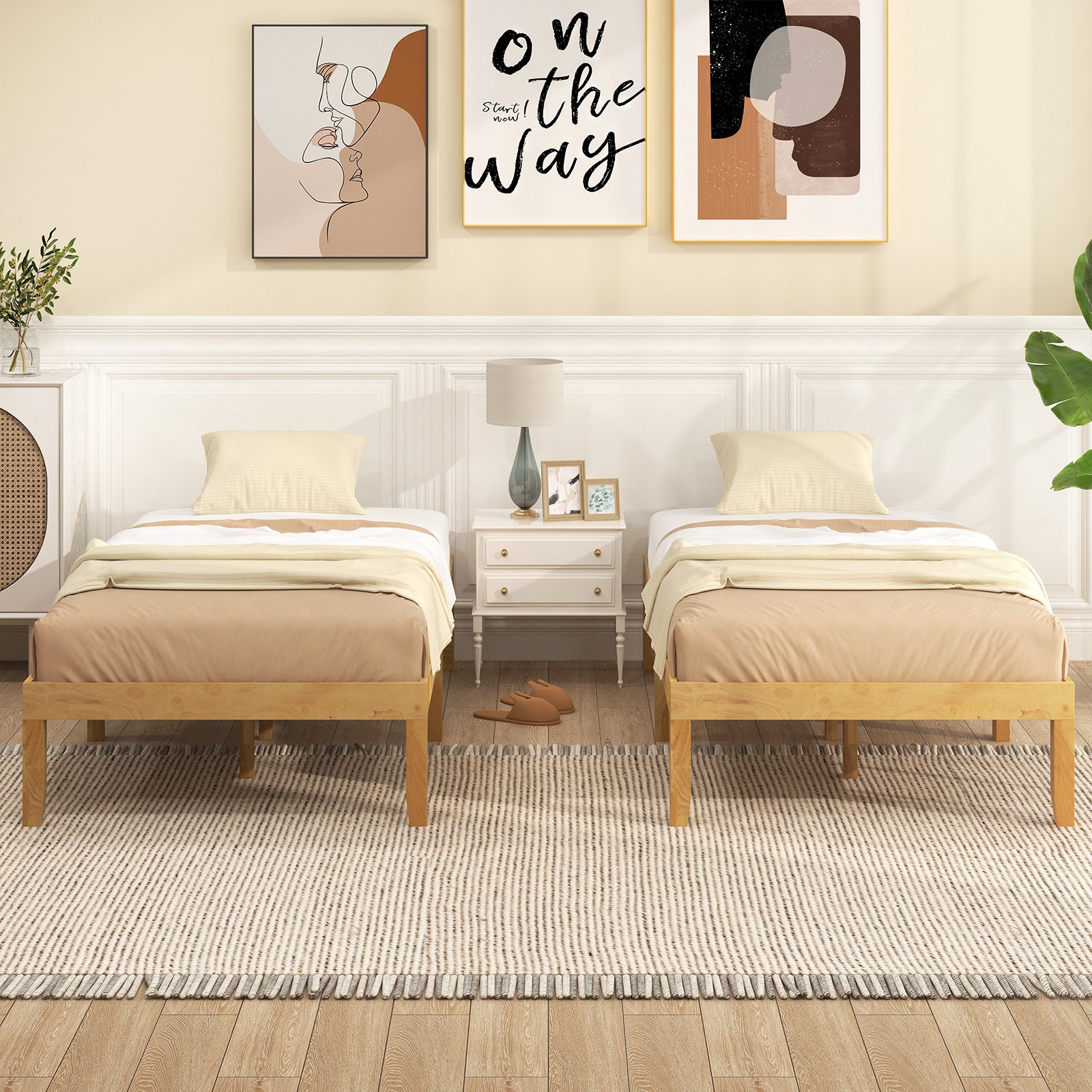 14 Inch Twin Wood Platform Bed Frame, Natural Simple Bed Frame at Gallery Canada