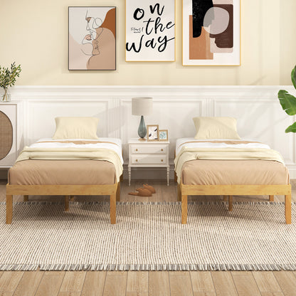 14 Inch Twin Wood Platform Bed Frame, Natural Simple Bed Frame at Gallery Canada