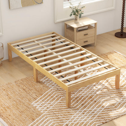 14 Inch Twin Wood Platform Bed Frame, Natural Simple Bed Frame at Gallery Canada