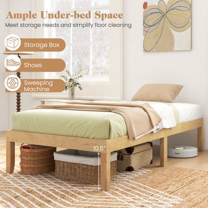 14 Inch Twin Wood Platform Bed Frame, Natural Simple Bed Frame at Gallery Canada