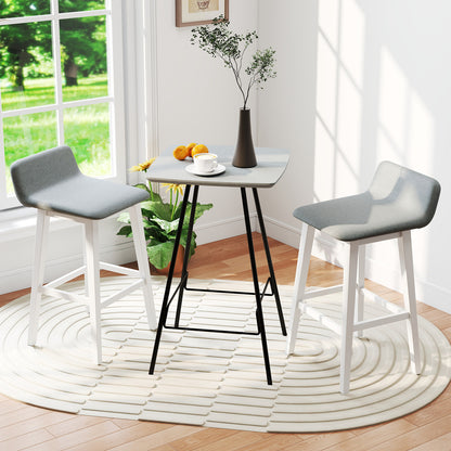 29 Inch Low-Back High-Top Chair, Padded Seat, Rubber Wood Legs, White Bar Stools at Gallery Canada