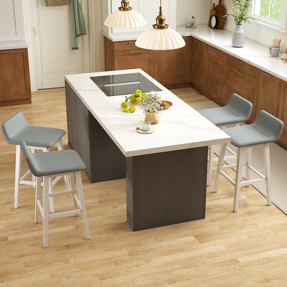 29 Inch Low-Back High-Top Chair, Padded Seat, Rubber Wood Legs, White Bar Stools at Gallery Canada