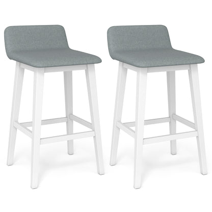 29 Inch Low-Back High-Top Chair, Padded Seat, Rubber Wood Legs, White Bar Stools at Gallery Canada