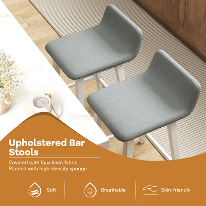 29 Inch Low-Back High-Top Chair, Padded Seat, Rubber Wood Legs, White Bar Stools at Gallery Canada