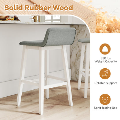 29 Inch Low-Back High-Top Chair, Padded Seat, Rubber Wood Legs, White Bar Stools at Gallery Canada