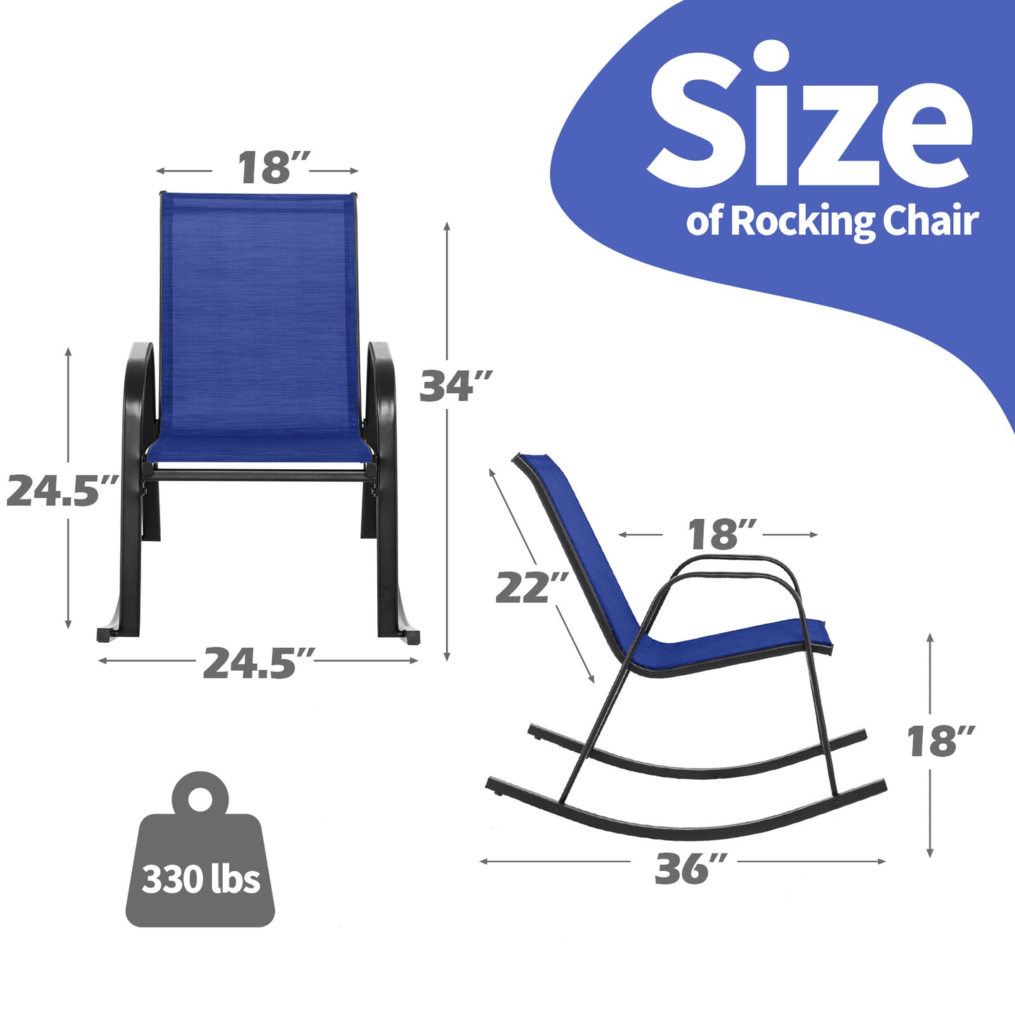 Metal Patio Rocking Chair Set, 2 Pack, Navy Patio Rocking Chairs & Gliders at Gallery Canada