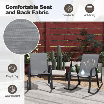 Metal Patio Rocking Chair Set, 2 Pack, Breathable Fabric Seat, Gray Patio Rocking Chairs & Gliders at Gallery Canada
