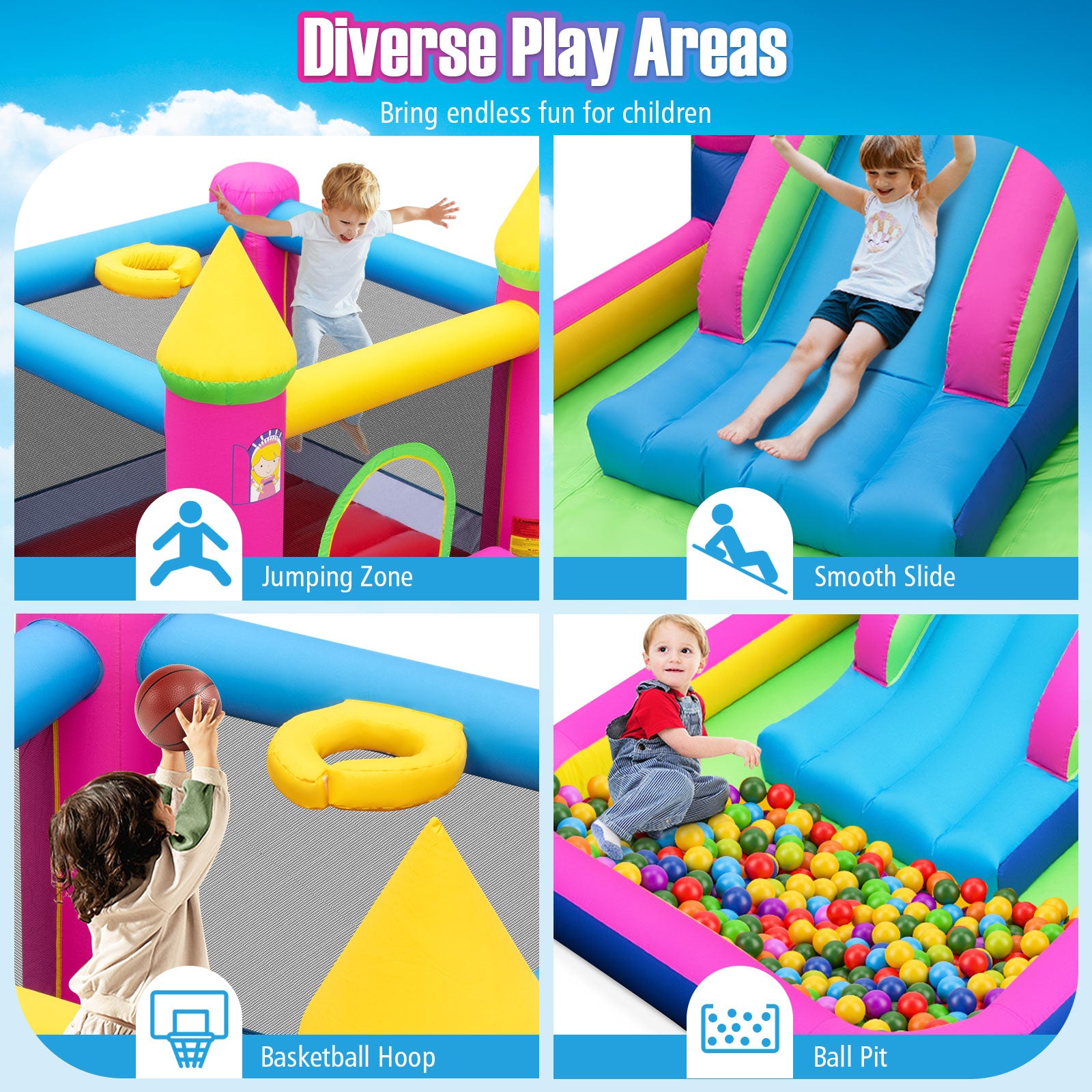 Inflatable Bounce House, Princess Bouncy Castle, 520W Blower Bounce House at Gallery Canada
