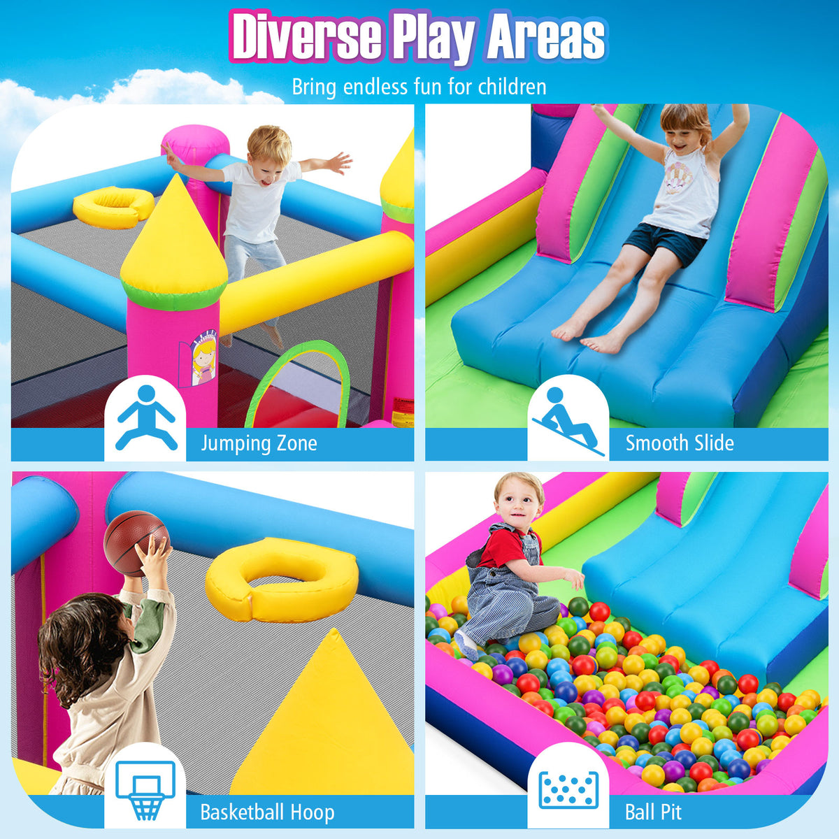 Inflatable Bounce House, Princess Bouncy Castle, 520W Blower Bounce House at Gallery Canada
