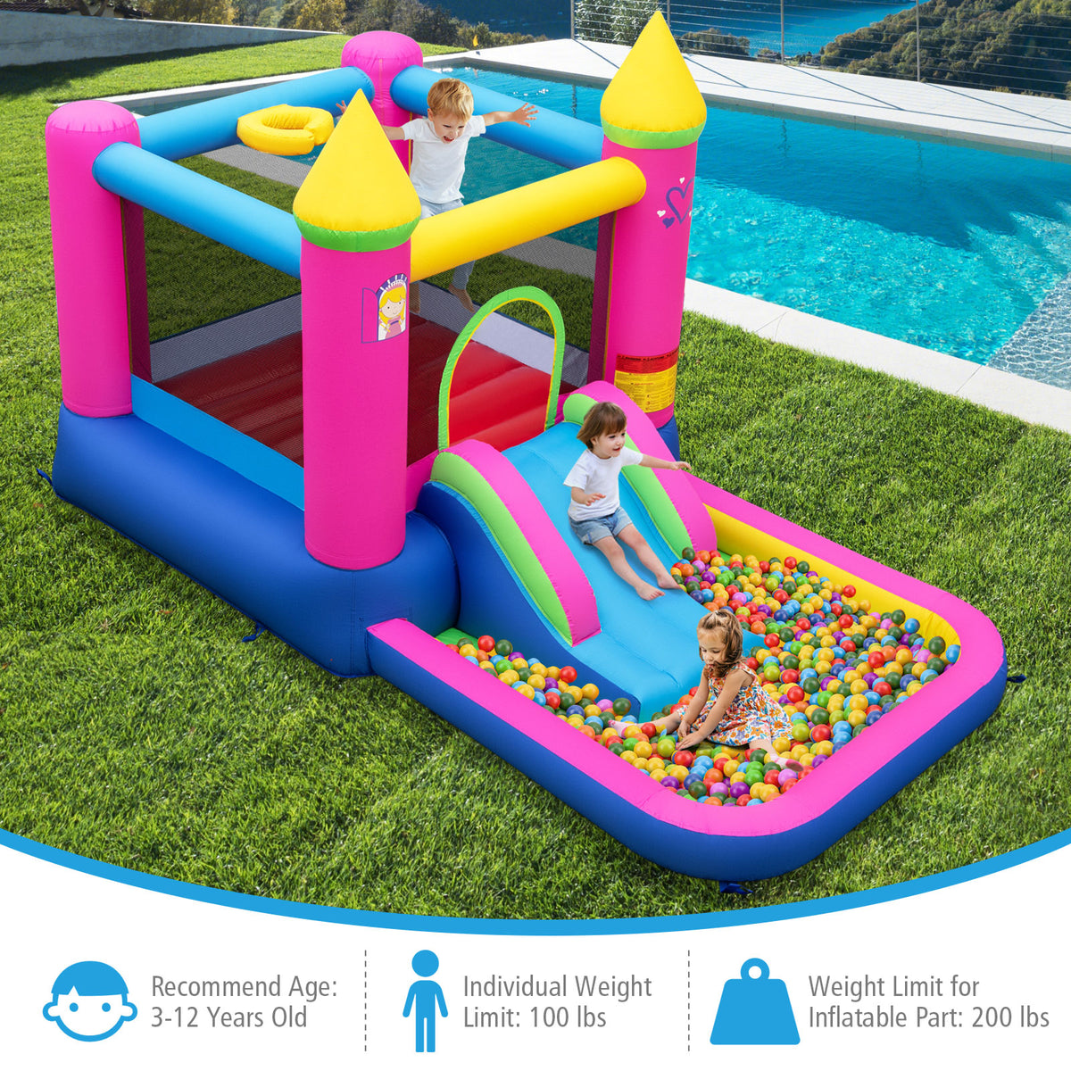 Inflatable Bounce House, Princess Bouncy Castle, 520W Blower Bounce House at Gallery Canada