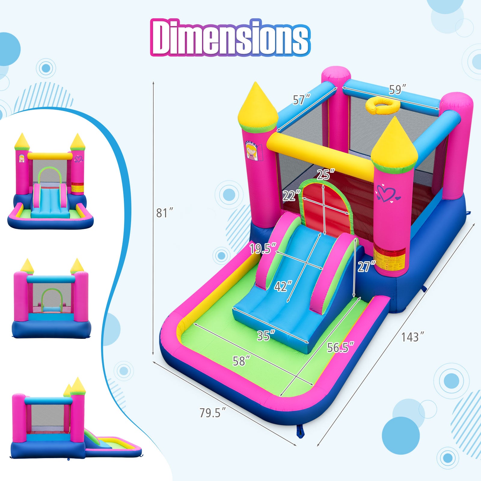Inflatable Bounce House, Princess Bouncy Castle, 520W Blower Bounce House at Gallery Canada