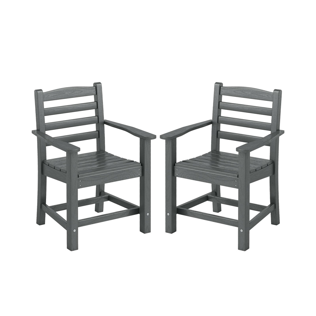 HDPE All Weather Patio Dining Chairs, Set of 2, Wide Armrests, Gray Patio Dining Chairs Gray at Gallery Canada