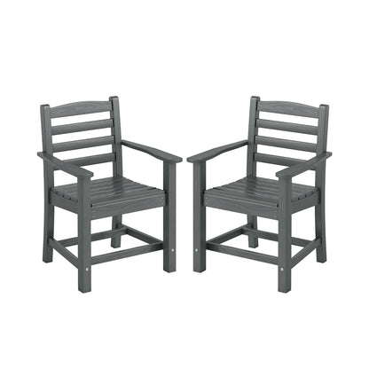 HDPE All Weather Patio Dining Chairs, Set of 2, Wide Armrests, Gray Patio Dining Chairs Gray at Gallery Canada