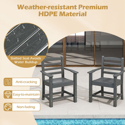 HDPE All Weather Patio Dining Chairs, Set of 2, Wide Armrests, Gray Patio Dining Chairs at Gallery Canada