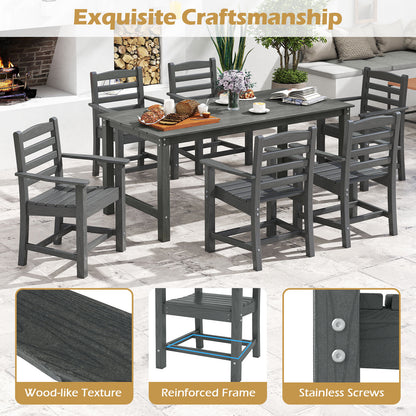 HDPE All Weather Patio Dining Chairs, Set of 2, Wide Armrests, Gray Patio Dining Chairs at Gallery Canada