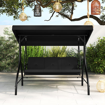 3-Piece Patio Swing With Canopy, Removable Cushions, Side Pockets, Black Porch Swings at Gallery Canada