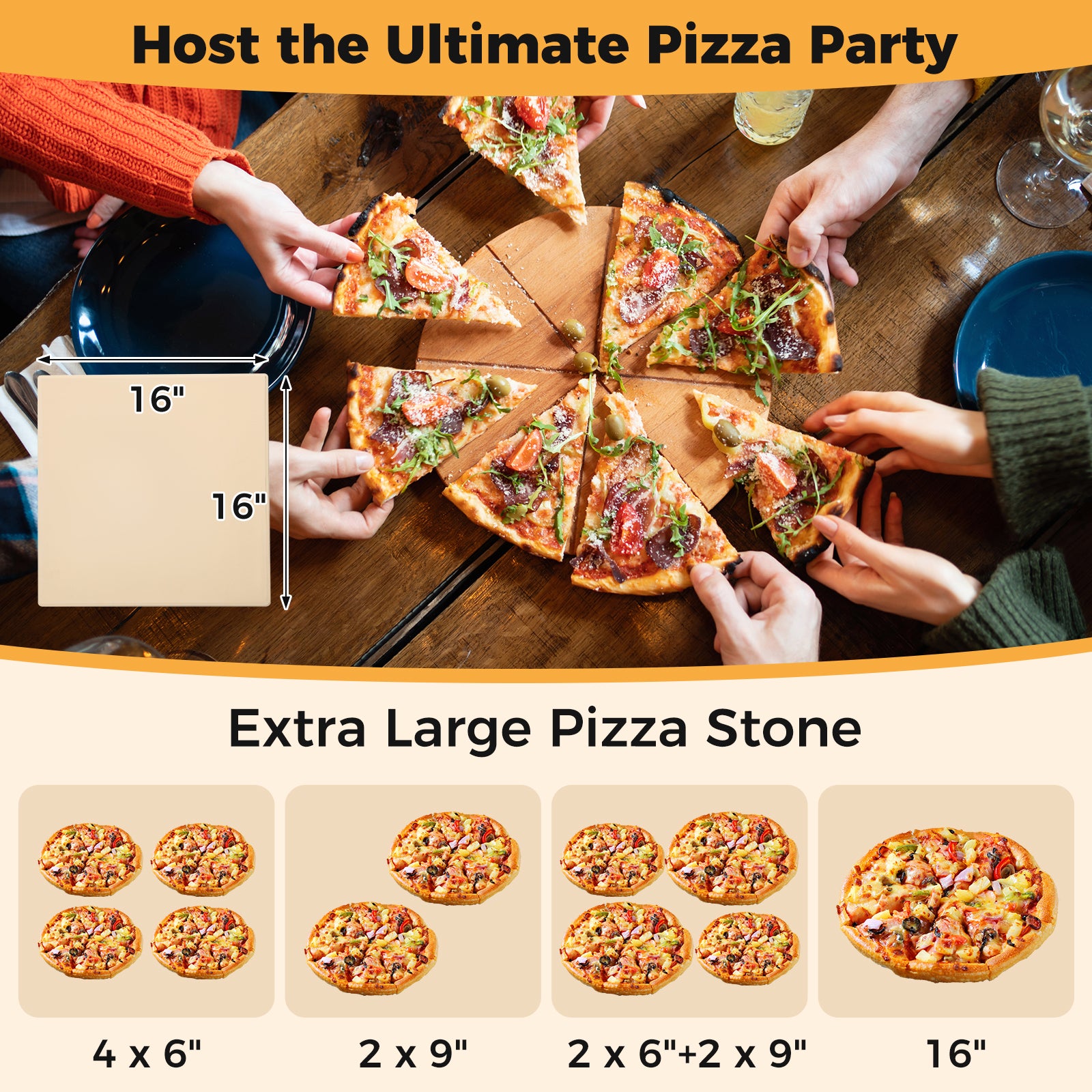 16 Inch Wood Fired Pizza Oven, 2-Layer, Square Stone, Black Outdoor Grills at Gallery Canada