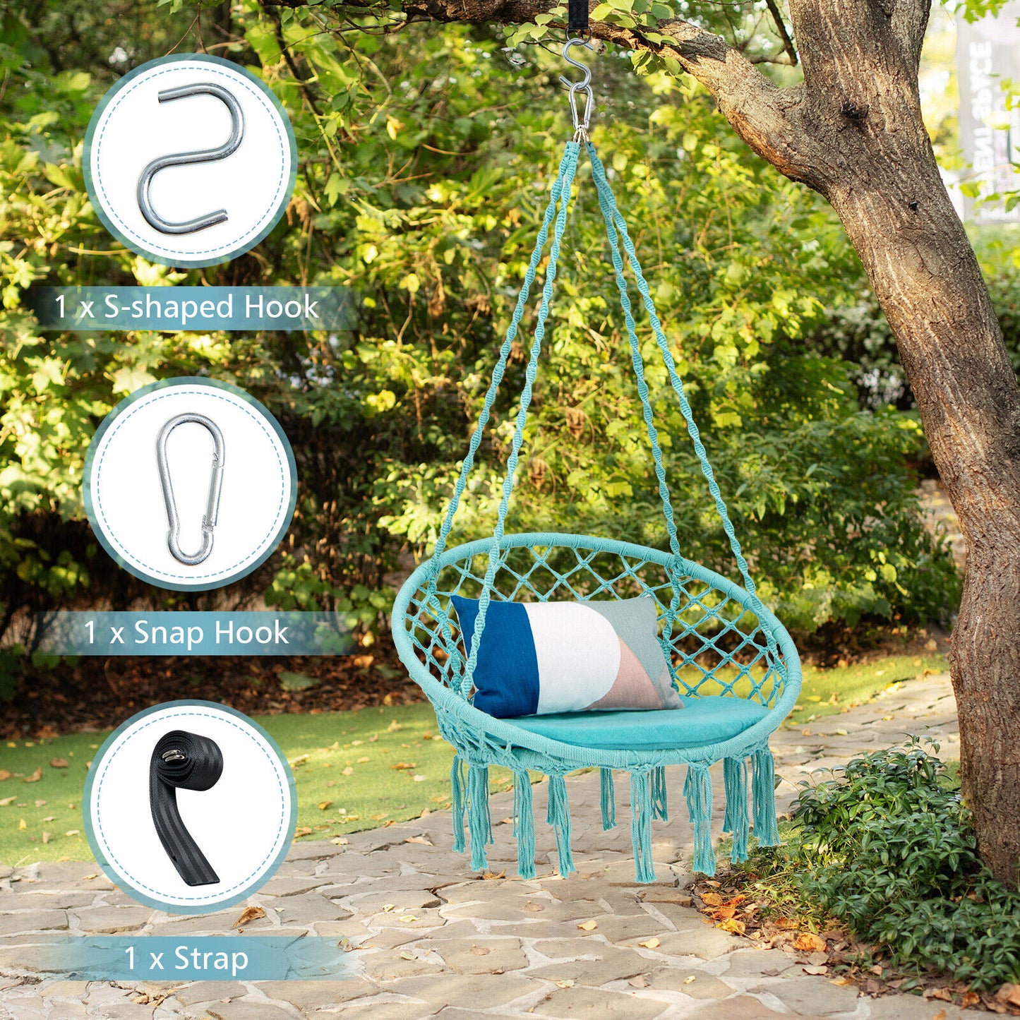 Cushioned Hammock Swing Chair, Turquoise Hammocks at Gallery Canada