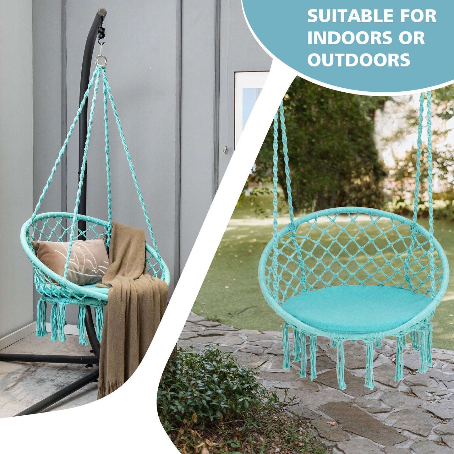 Cushioned Hammock Swing Chair, Turquoise Hammocks at Gallery Canada
