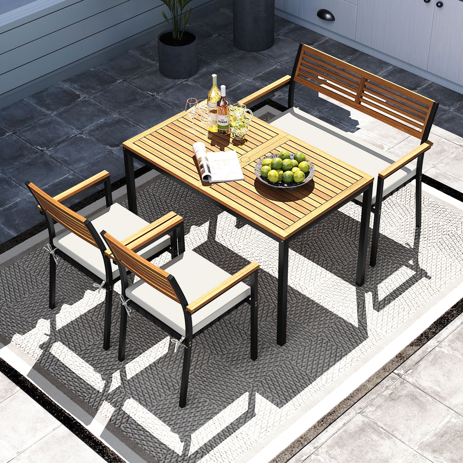 4-Piece Patio Furniture Set, Outdoor Dining Chair Set, White Patio Dining Sets at Gallery Canada