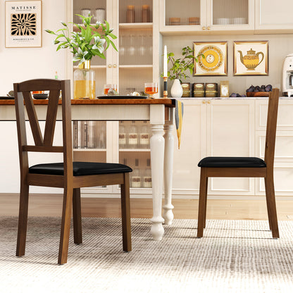 Wooden Dining Chair Set, 2 PU Leather Upholstered, Rubber Wood Frame, Brown Dining Chairs at Gallery Canada