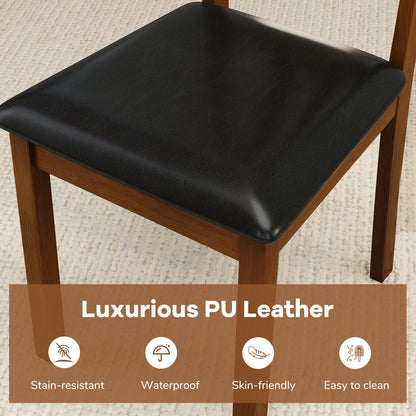 Wooden Dining Chair Set, 2 PU Leather Upholstered, Rubber Wood Frame, Brown Dining Chairs at Gallery Canada