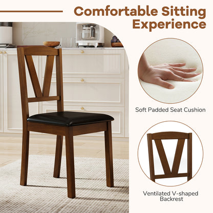 Wooden Dining Chair Set, 2 PU Leather Upholstered, Rubber Wood Frame, Brown Dining Chairs at Gallery Canada