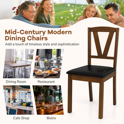 Wooden Dining Chair Set, 2 PU Leather Upholstered, Rubber Wood Frame, Brown Dining Chairs at Gallery Canada