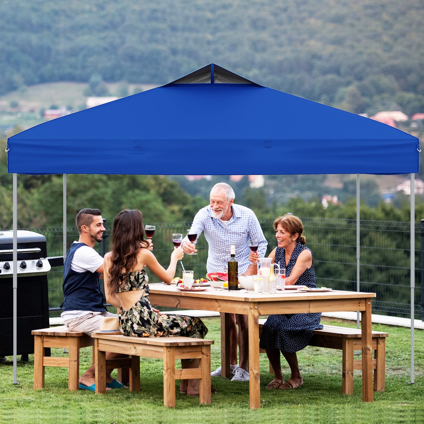 10 X 10 FT Foldable Outdoor Patio Shelter Canopy Tent, Blue Canopies at Gallery Canada