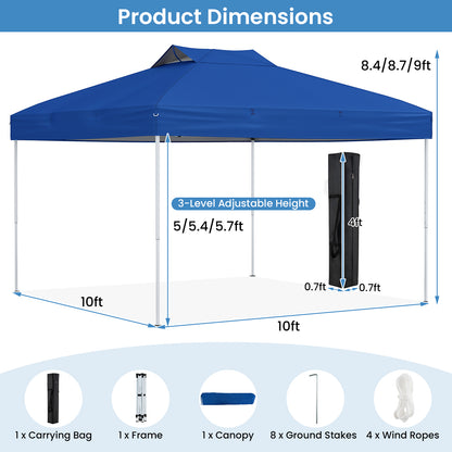10 X 10 FT Foldable Outdoor Patio Shelter Canopy Tent, Blue Canopies at Gallery Canada