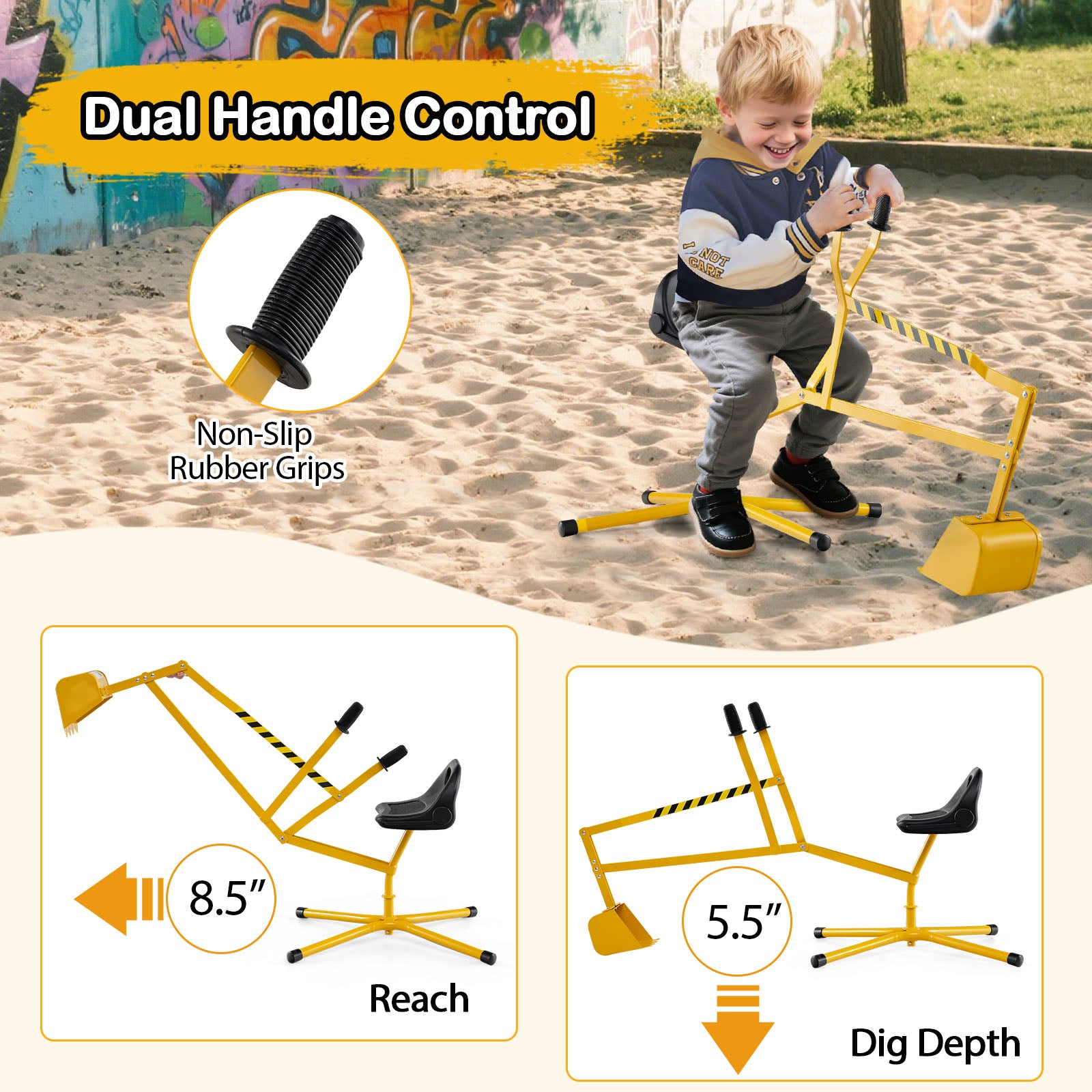 Sand Digger With 2-Handed Controls, Flexible Shovel, For Kids 3+ Years, Yellow Sandboxes at Gallery Canada