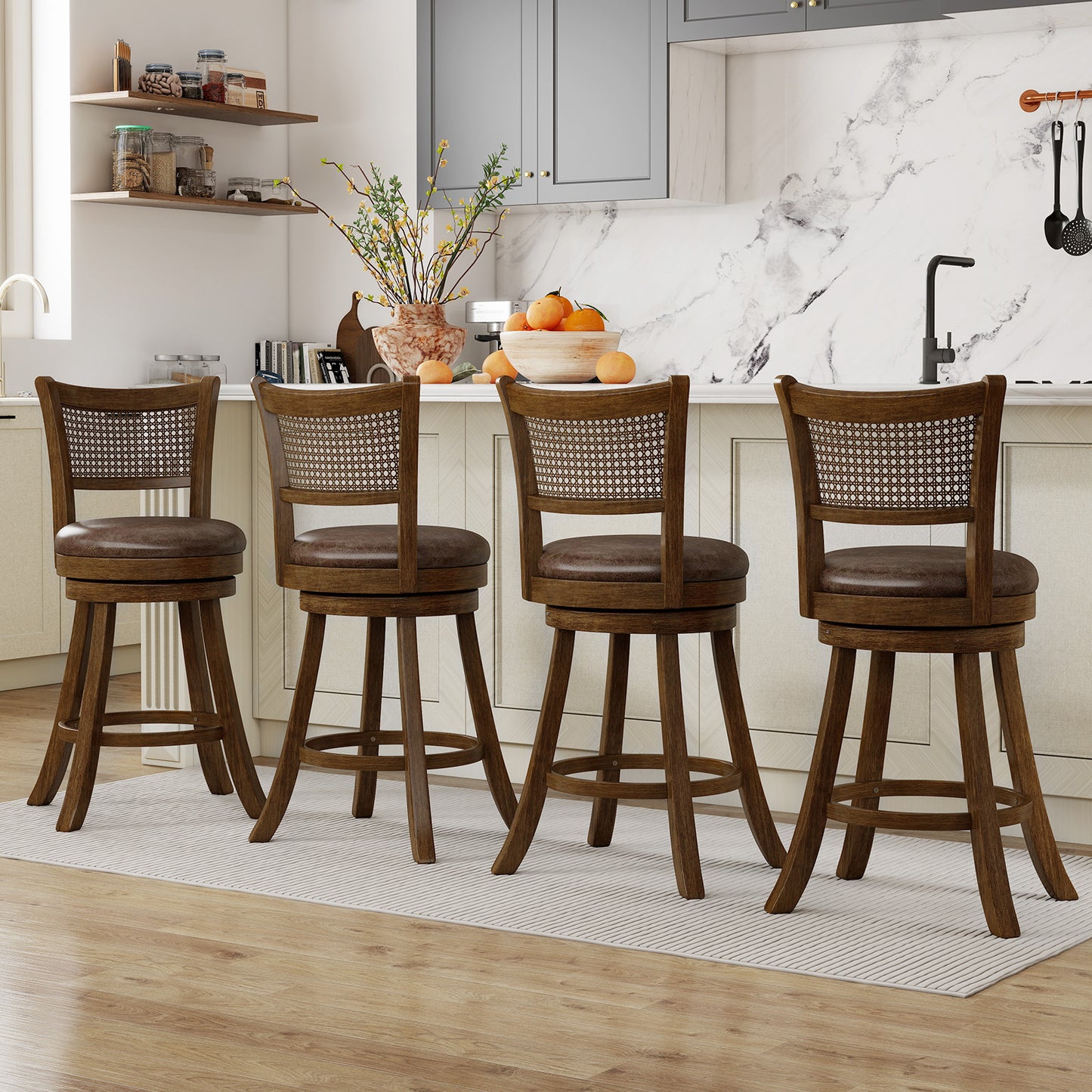 Set of 2 Bar Stools, 25" Swivel Bar Chairs, Brown Bar Stools at Gallery Canada