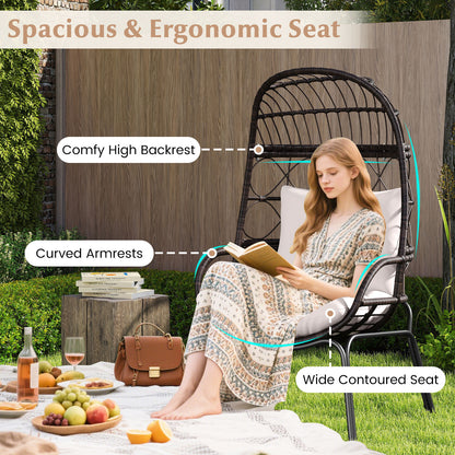 Patio Wicker Egg Chair, Rattan Lounge Basket With Cushions, Brown Outdoor Chaise Lounges at Gallery Canada