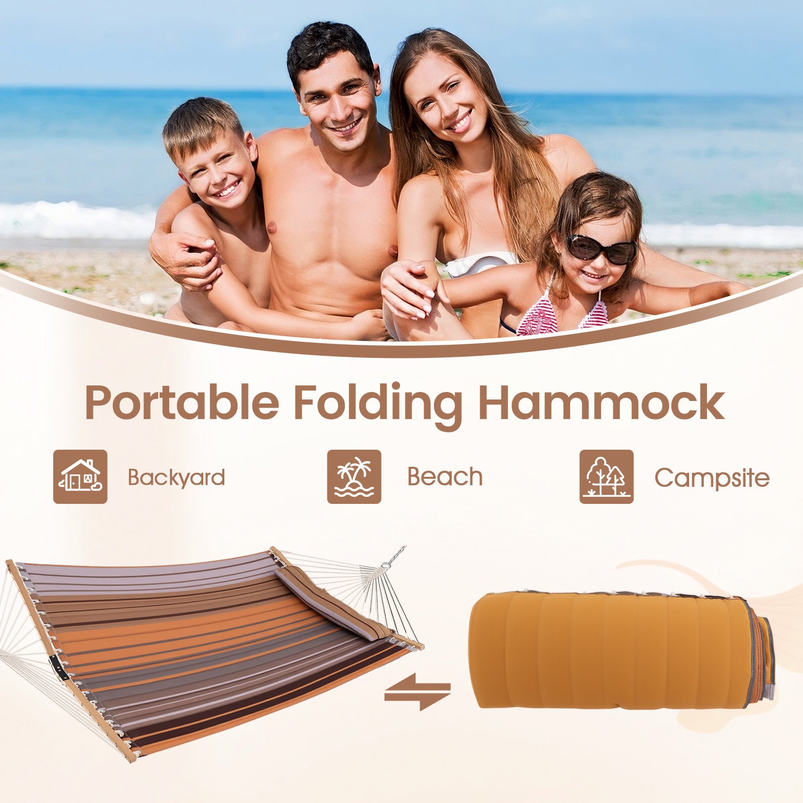 Foldable Patio Hammock Swing Chair Bed, Brown Hammocks at Gallery Canada