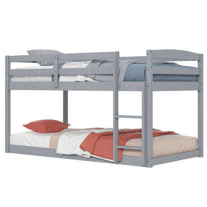 Twin Size Bunk Bed, High Guardrails, Integrated Ladder, Gray Bunk Bed Frame at Gallery Canada