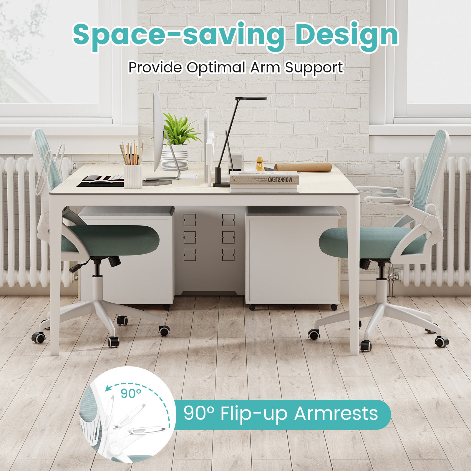 Ergonomic Computer Desk Chair, Lumbar Support, Flip-Up Arms, Light Blue Ergonomic Chairs at Gallery Canada
