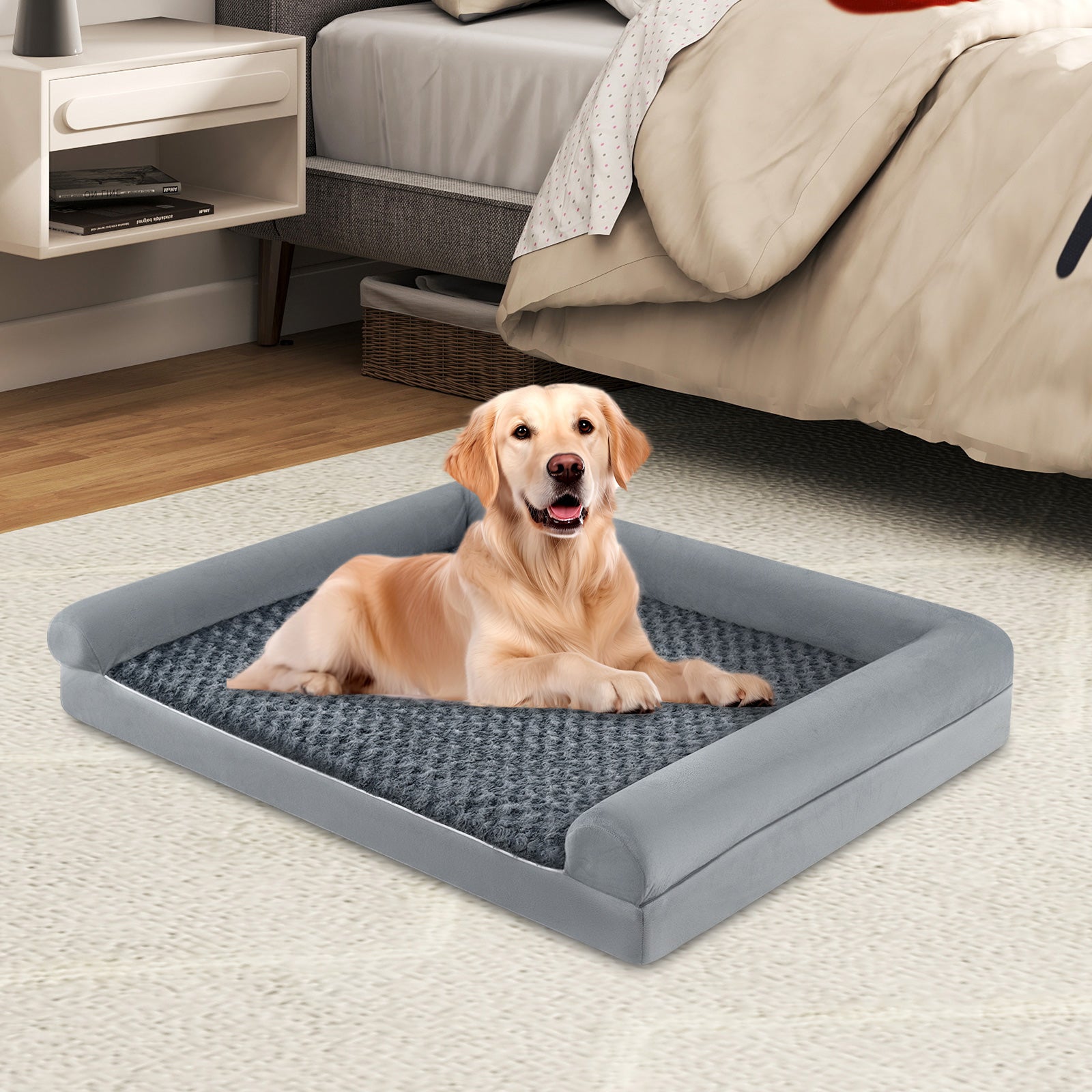 Orthopedic Foam Dog Bed, Large Dog Sofa Couch, Removable Cover, L, Gray Dog Kennels at Gallery Canada