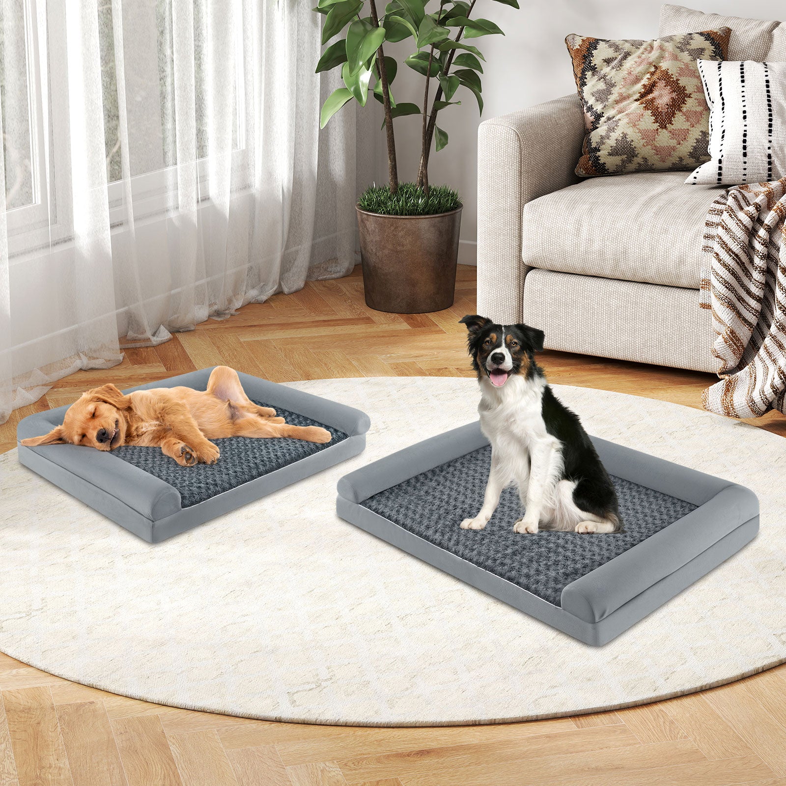 Orthopedic Foam Dog Bed, Large Dog Sofa Couch, Removable Cover, L, Gray Dog Kennels at Gallery Canada