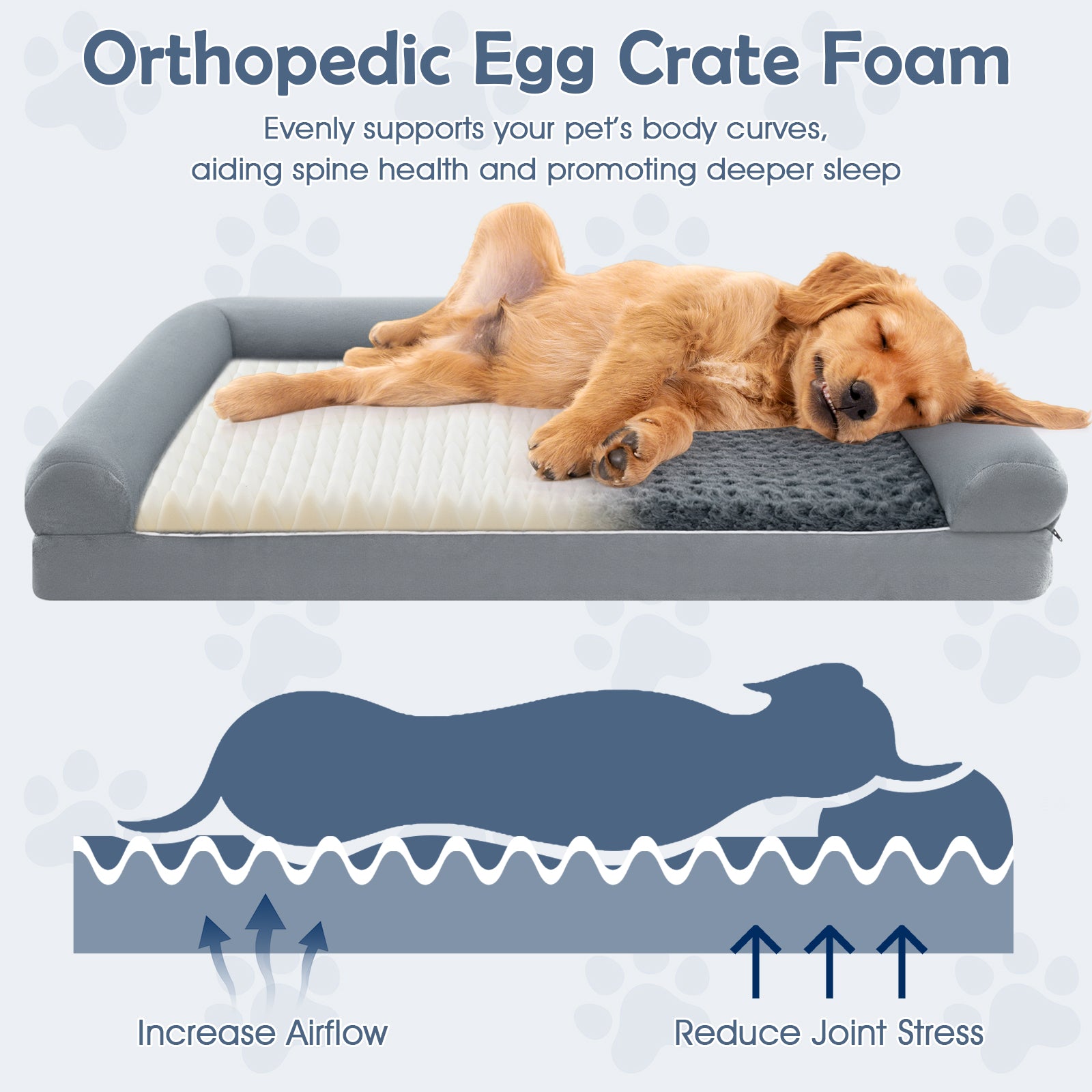 Orthopedic Foam Dog Bed, Large Dog Sofa Couch, Removable Cover, L, Gray Dog Kennels at Gallery Canada