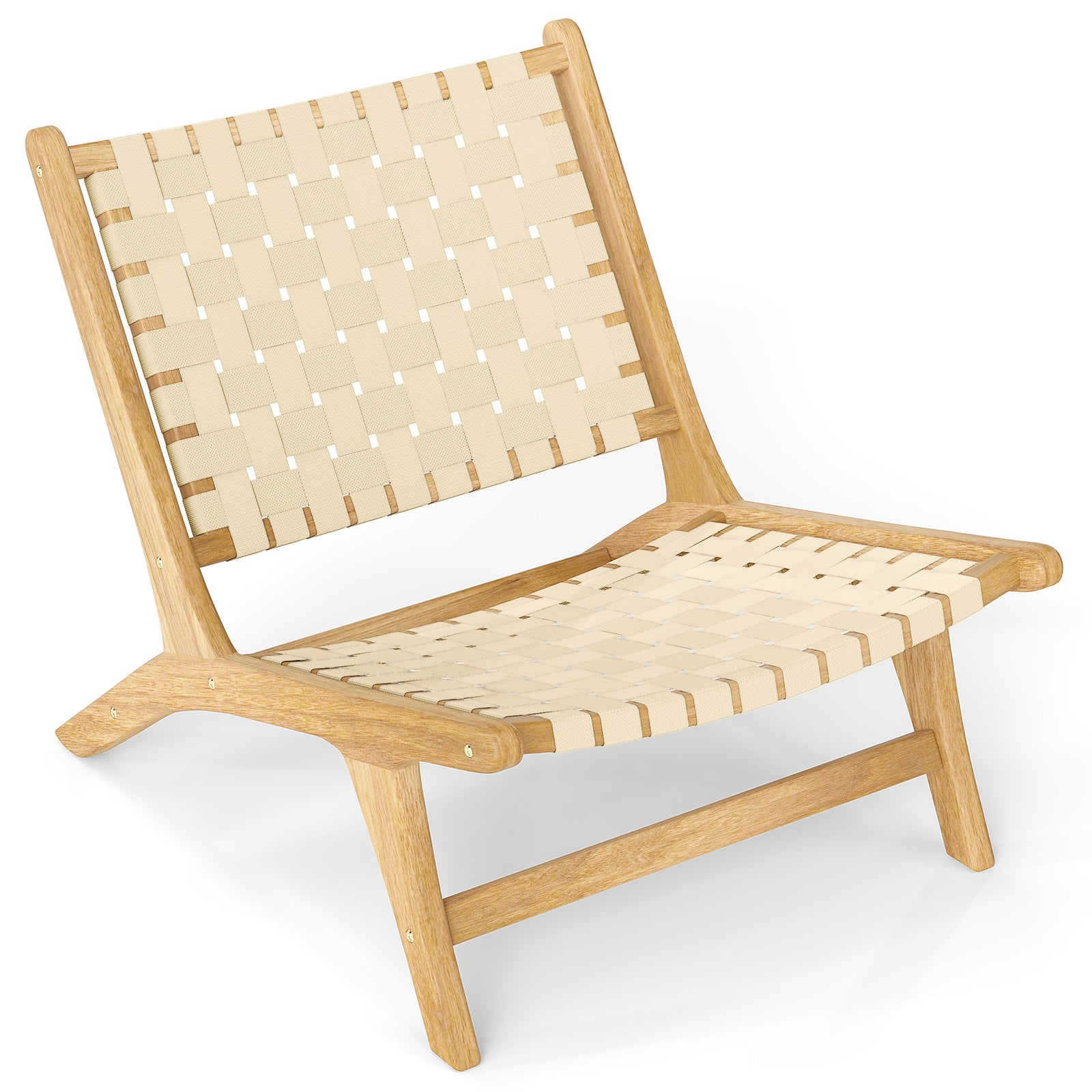 Teak Wood Patio Chair, Armless, Webbing Seat, Natural Patio Dining Chairs at Gallery Canada