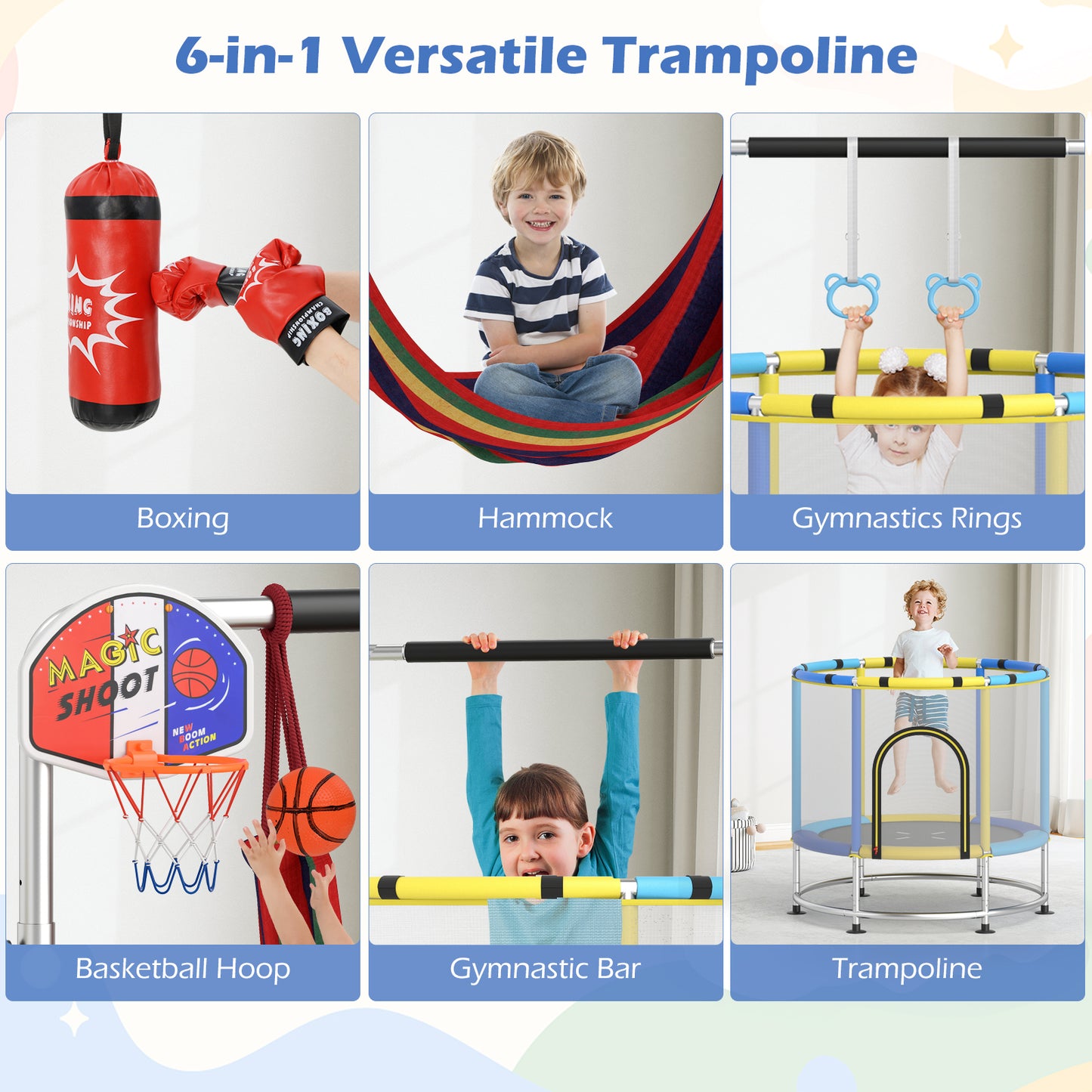55" Kids Trampoline For 3-6 Years Old, Navy Trampolines at Gallery Canada