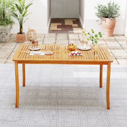 63 Inch Outdoor Dining Table With Umbrella Hole, Natural Patio Dining Tables at Gallery Canada
