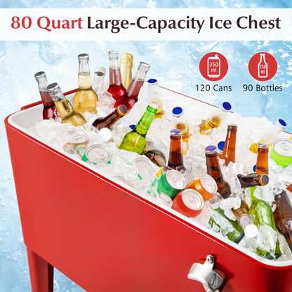 Portable Patio Cooler With Storage Shelf, Bottle Opener, Red Coolers at Gallery Canada