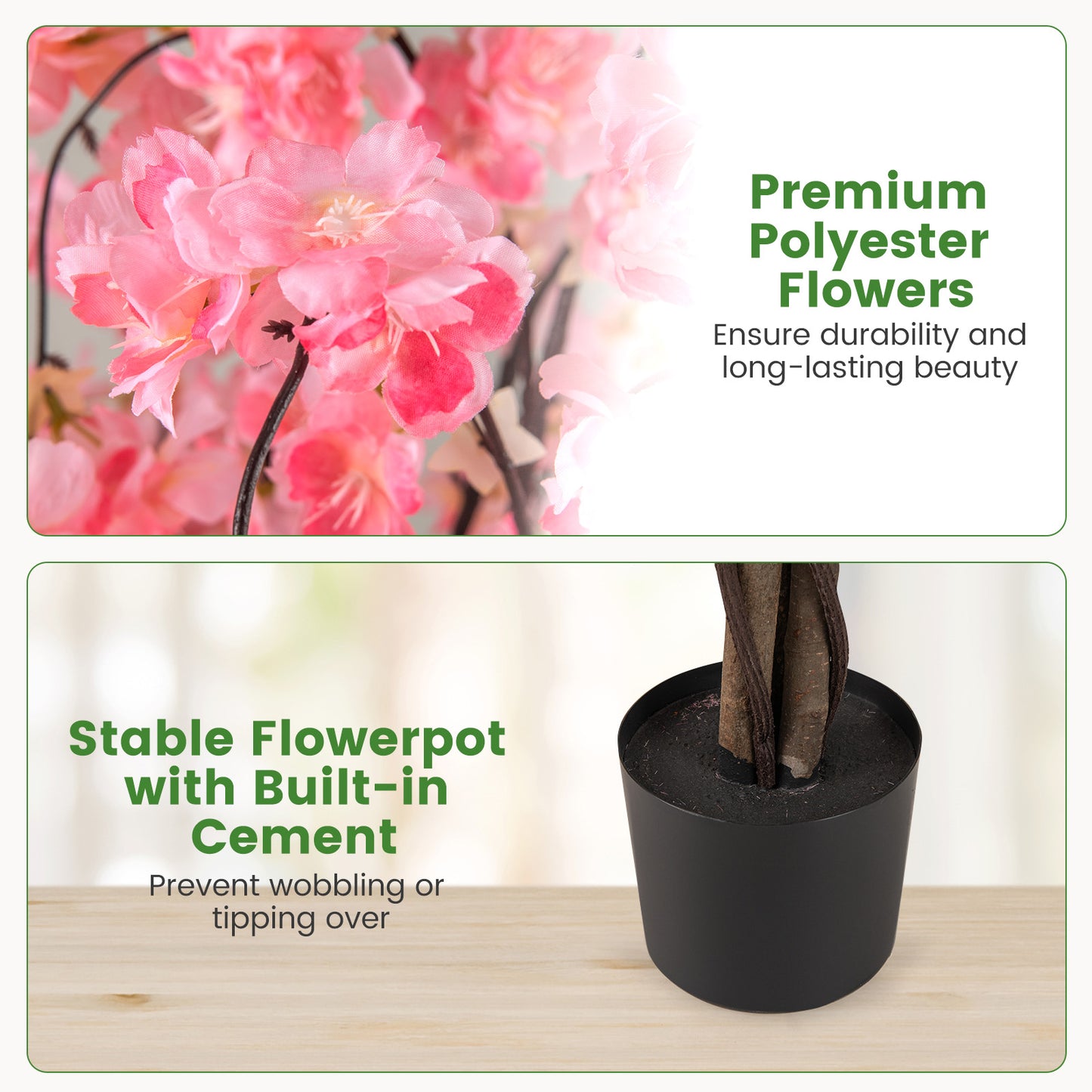 5.5 FT Artificial Cherry Blossom Tree, White Flowers, 2 Pack, Pink Faux Plants at Gallery Canada